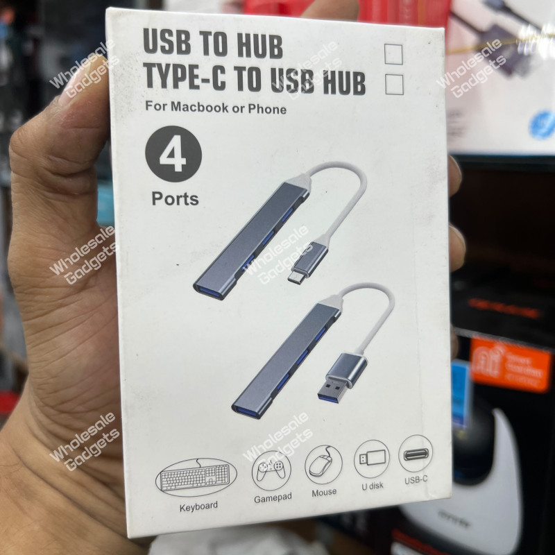 USB-C to USB Hub 4 Port for MacBook & Phone