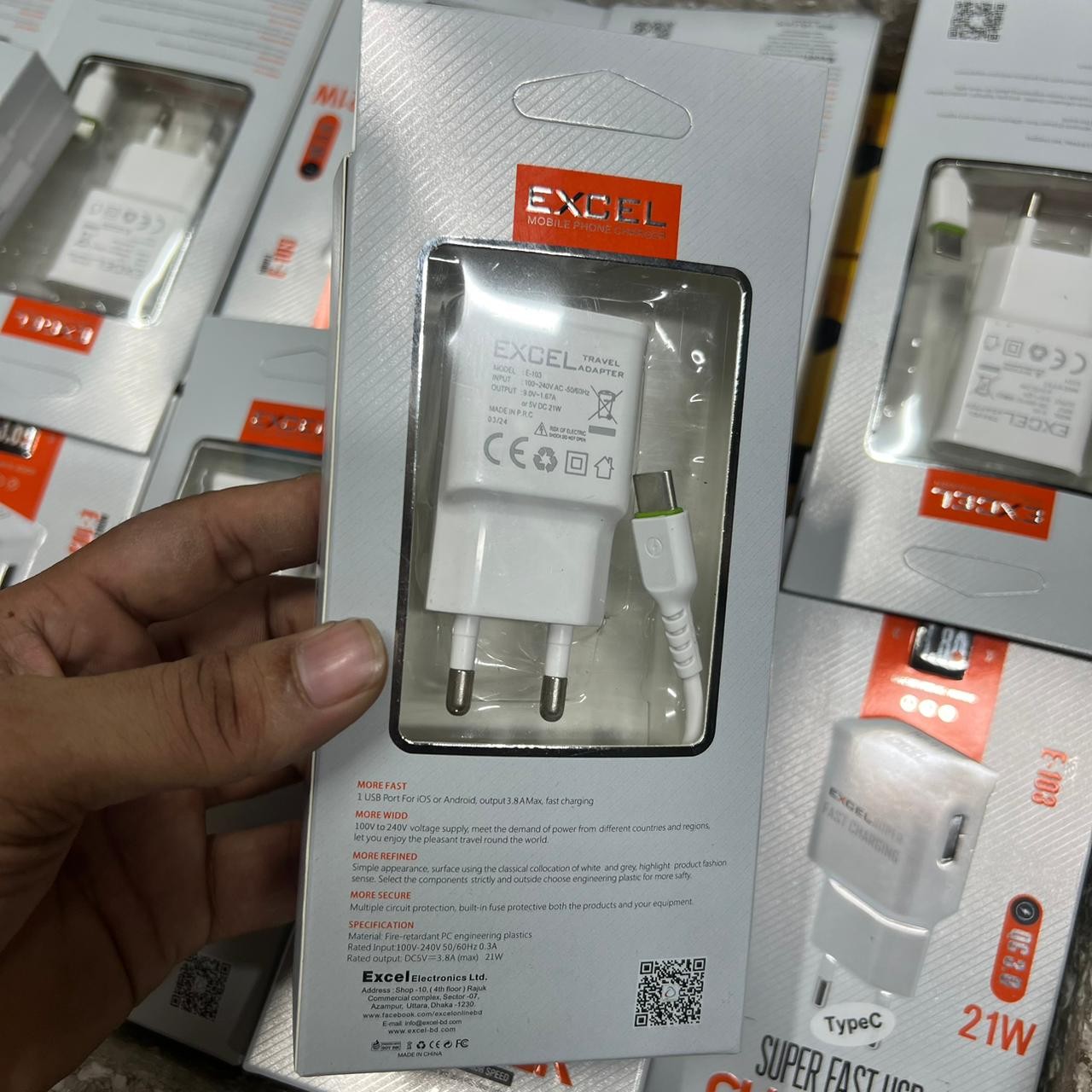 SUPER FAST USB CHARGER EXCEL E-103 Type-IP