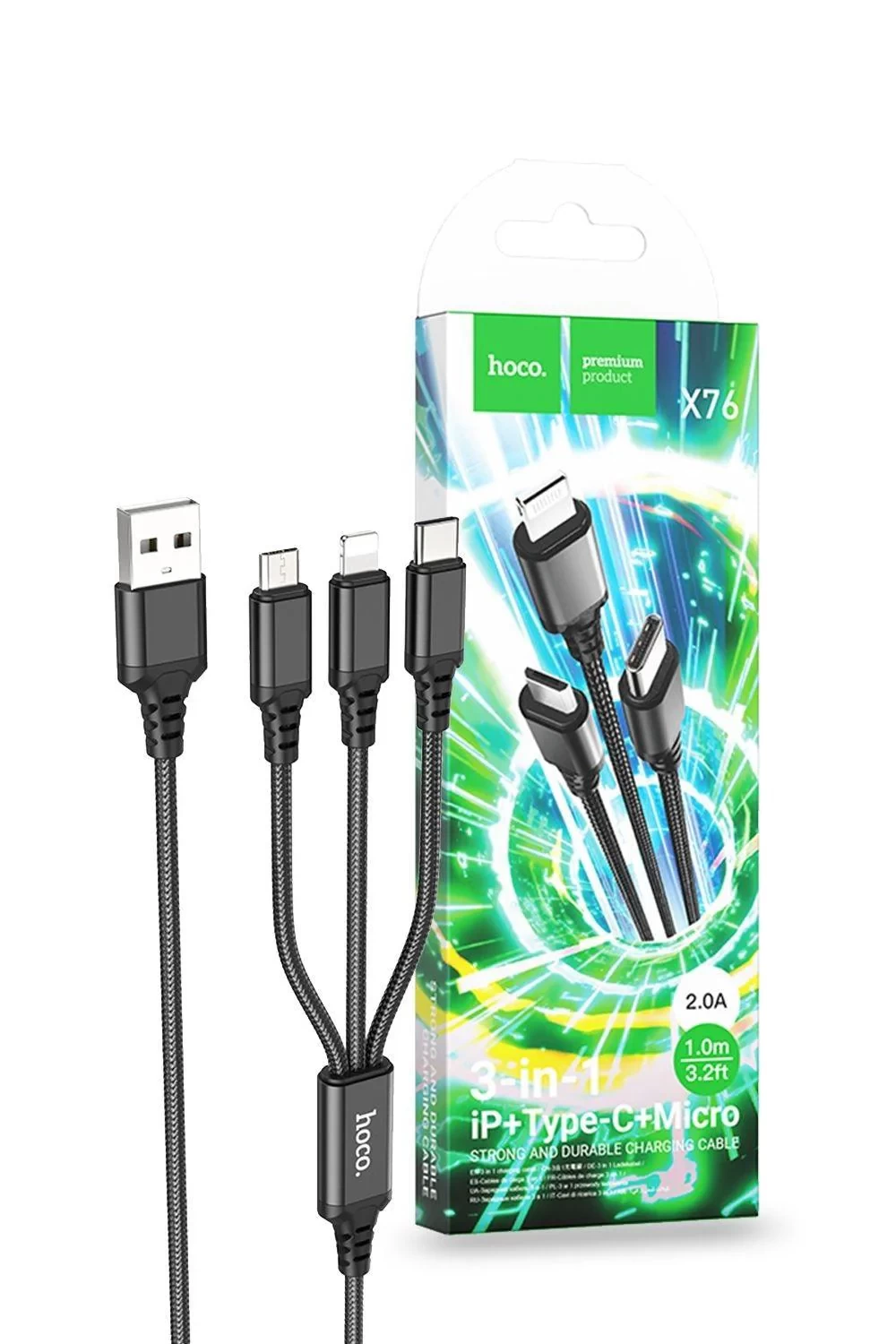 Hoco X76 3-in-1 Super Charging Cable