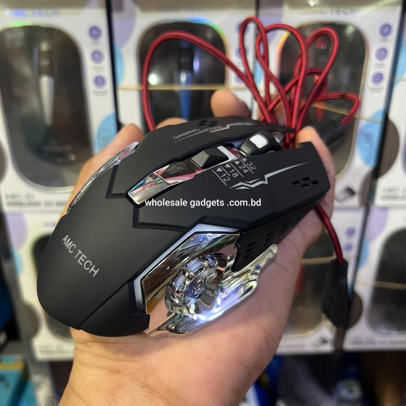 AMC tech Gaming Mouse DPI Adjustable LED RGB Wired USB 3200DPI Mouse