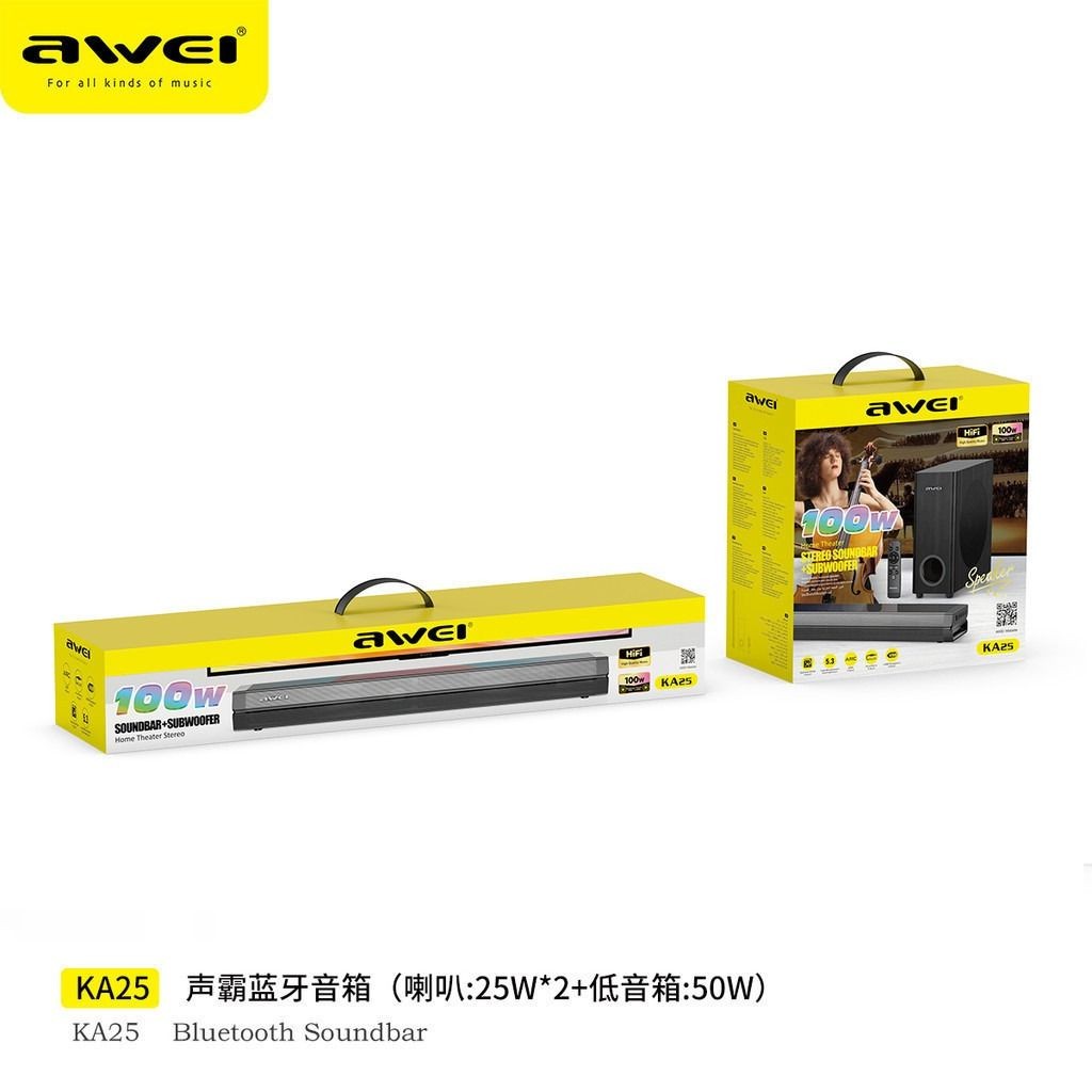 Awei KA25 100W Home Theater Stereo Soundbar with Subwoofer