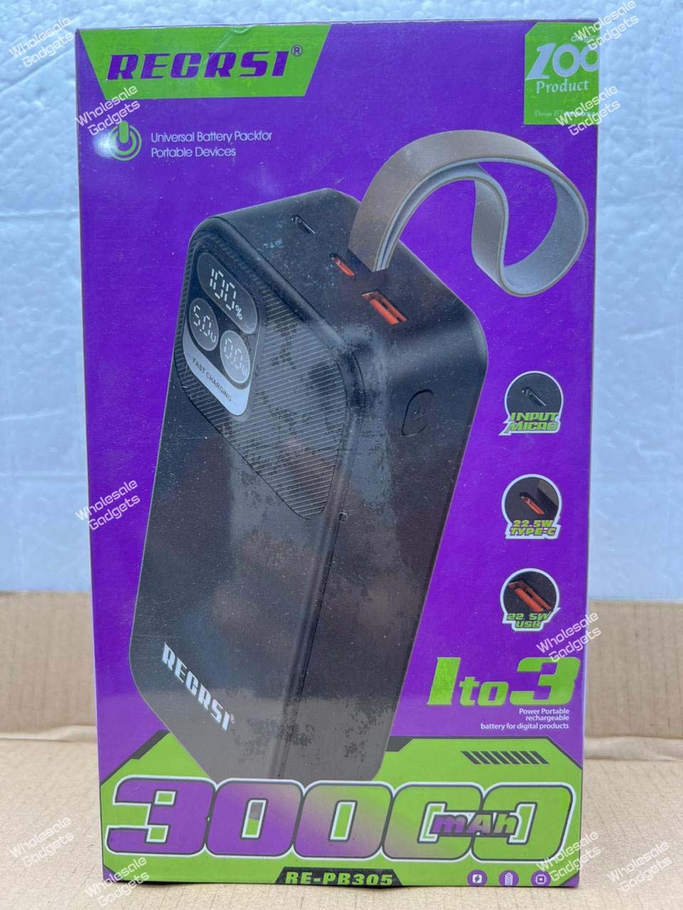 Recrsi RE-PB305 High Capacity 20000mAh Power Bank with LED Display