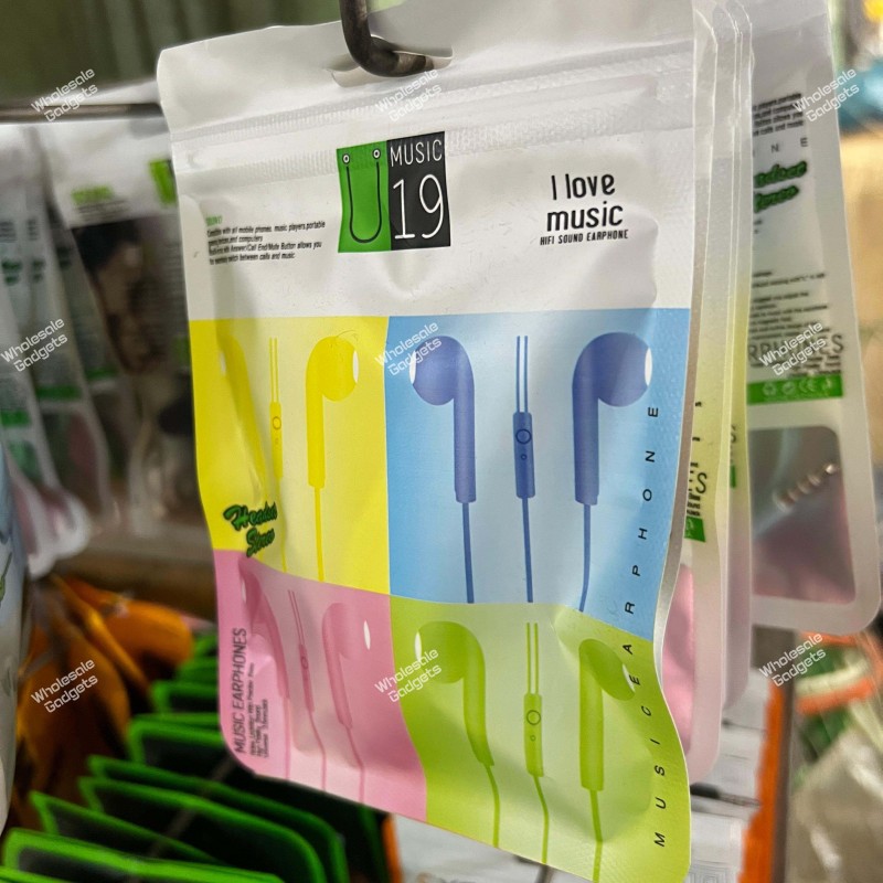 Music U19 Earphone Stereo Wired Earphones with Microphone