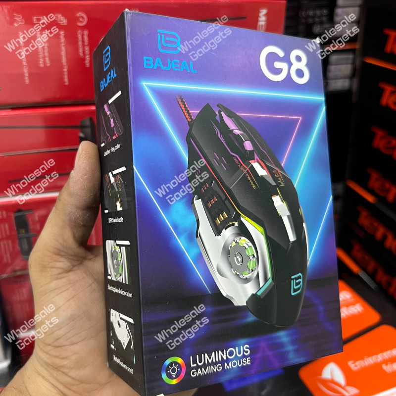 BAJEAL G8 Gaming Mouse DPI Adjustable LED RGB Wired USB 3200DPI Mouse