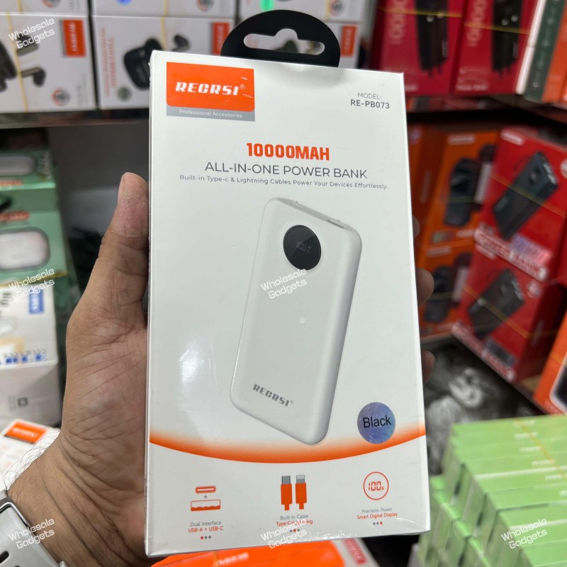 RECRSI RE-PB073 10000mAh portable power bank with fast charging support