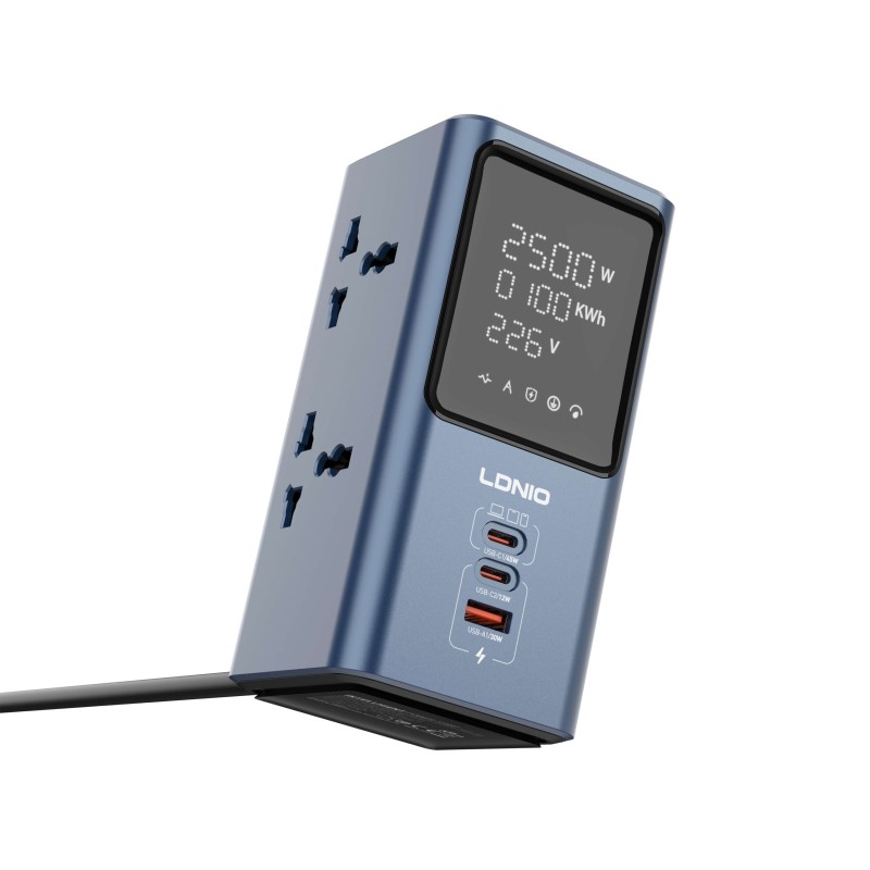 LDNIO SC2 PD 45W GaN USB-C Fast Charging 7-in-1 Charge Station Power Strip with LED Screen