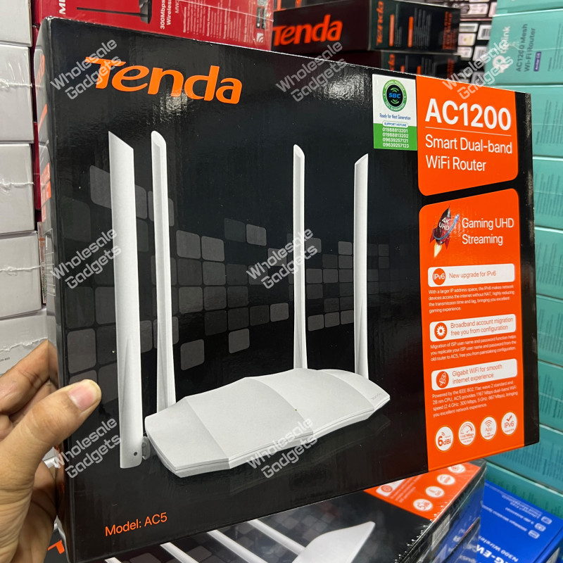 Tenda AC5 AC1200 Mbps Ethernet Dual-Band Wi-Fi Router