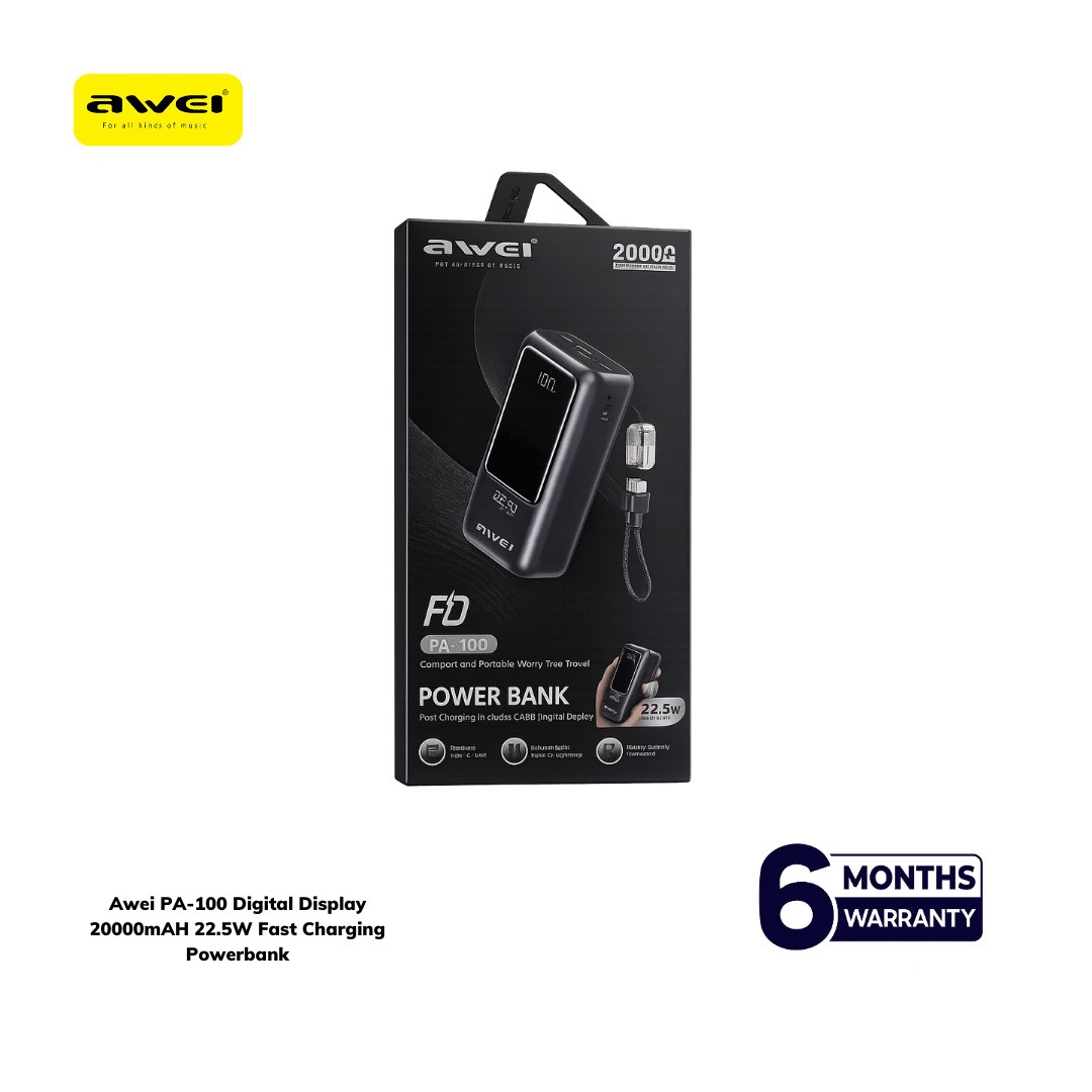Awei PA-100 20000mAH 22.5W Fast Charging Powerbank