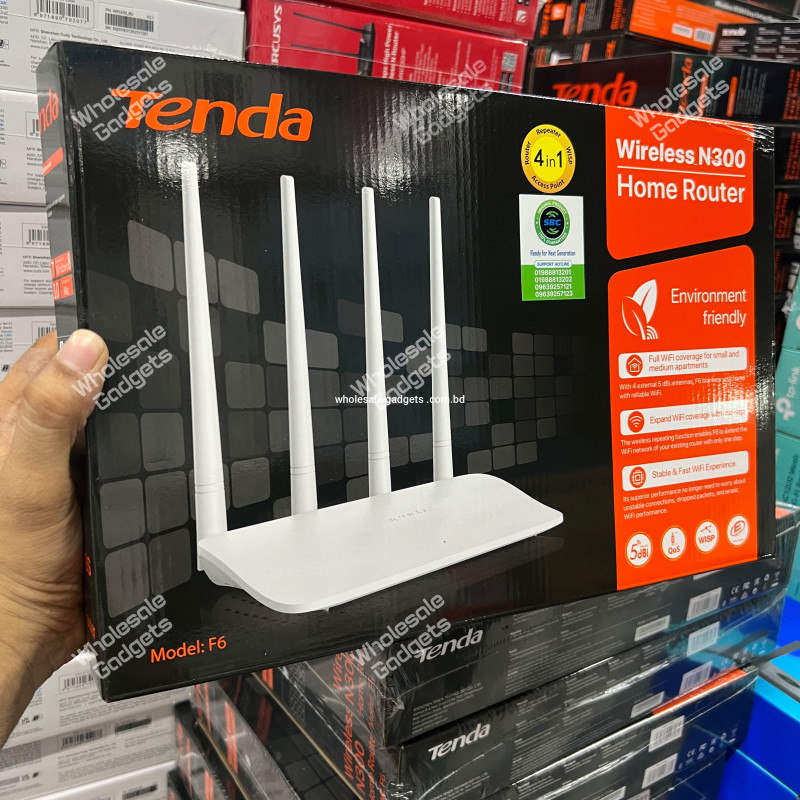 Tenda F6 N300 Mbps Ethernet Single-Band Wi-Fi Router