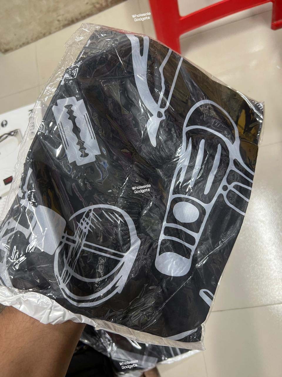 black with white graphic Salon Hair Cutting Apron