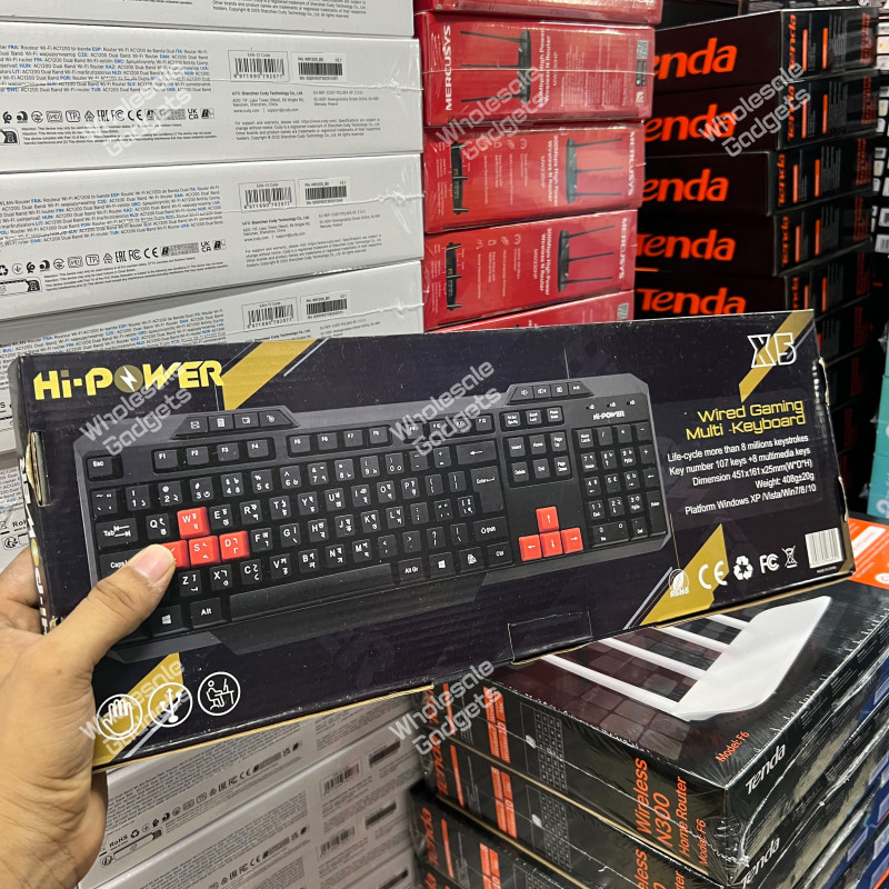 Hi-Power Wired Gaming Multimedia Keyboard – 107 Keys + 8 Multimedia Keys